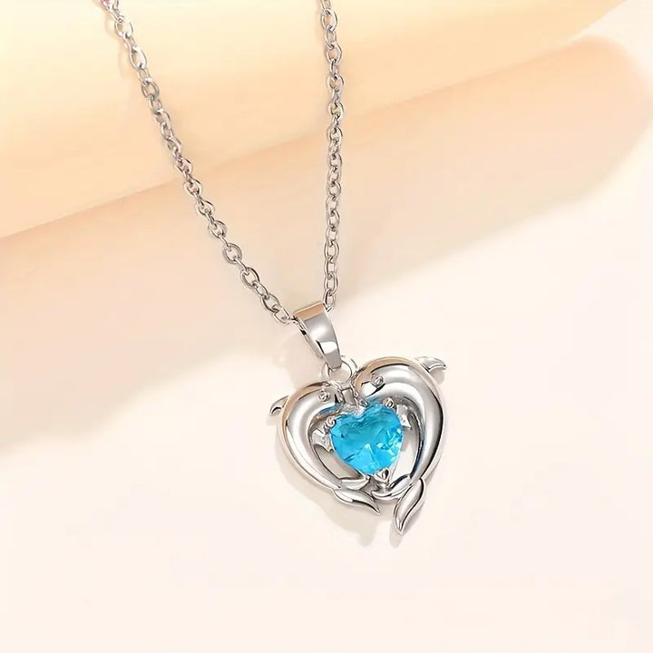 BettyRae - Oceanheart Twins Necklace White Gold