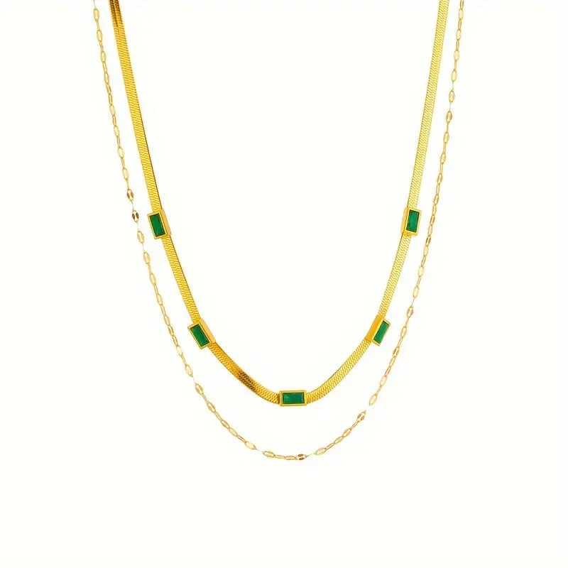 BettyRae - Gem Double-Layer Retro Gold Necklace