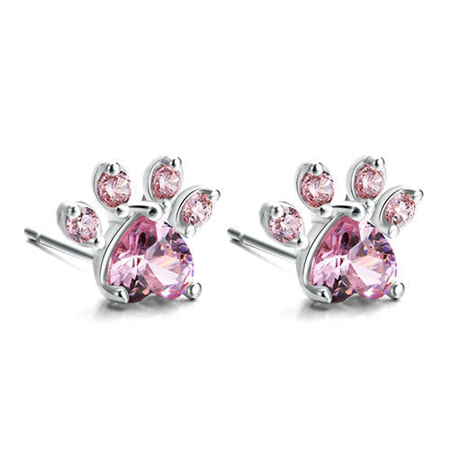 Rose Gold Paw Jewelry Set for Women – 4-Piece Collection with Heart-Shaped Cubic Zirconia: Ring, Necklace, Earrings, and Bracelet