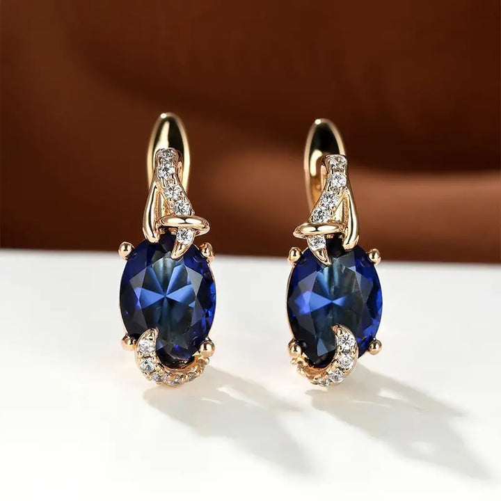 BettyRae - Royal Midnight Gold Drop Earrings