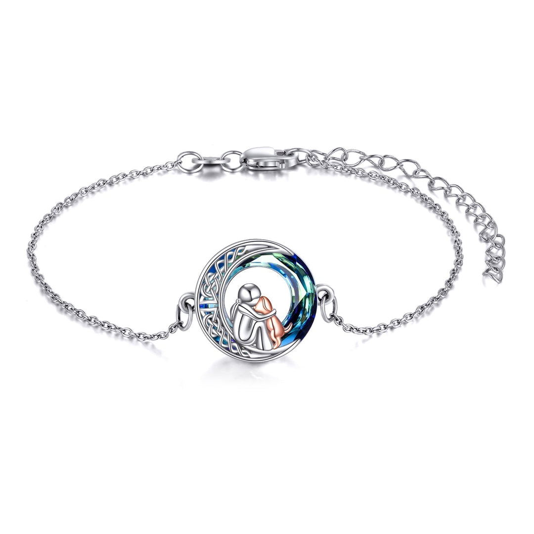 Adjustable 925 Sterling Silver Bracelet Featuring a Lucky Dog Motif