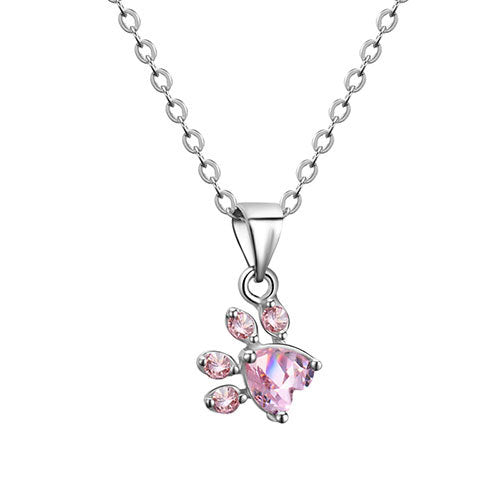 Rose Gold Paw Jewelry Set for Women – 4-Piece Collection with Heart-Shaped Cubic Zirconia: Ring, Necklace, Earrings, and Bracelet