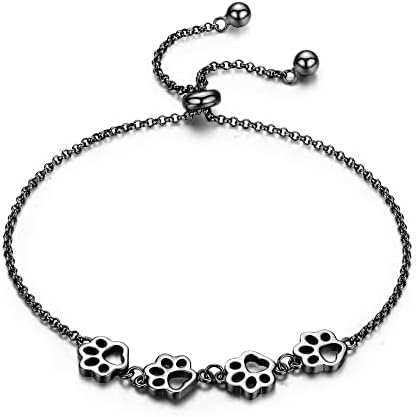 Sterling Silver Dog Paw Print Bracelet – Adjustable Bracelet