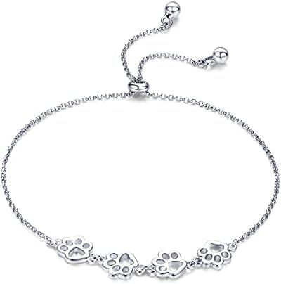 Sterling Silver Dog Paw Print Bracelet – Adjustable Bracelet