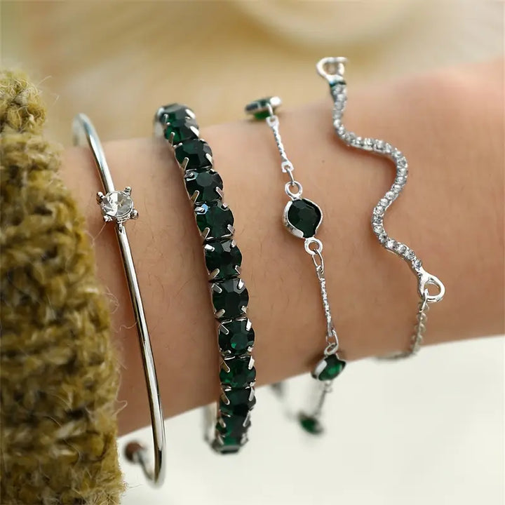BettyRae - Green Gemstone Bracelet Set