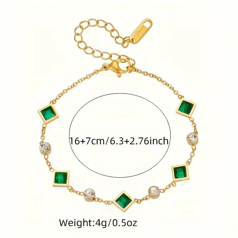 BettyRae - Green Square Zirconia Bracelet