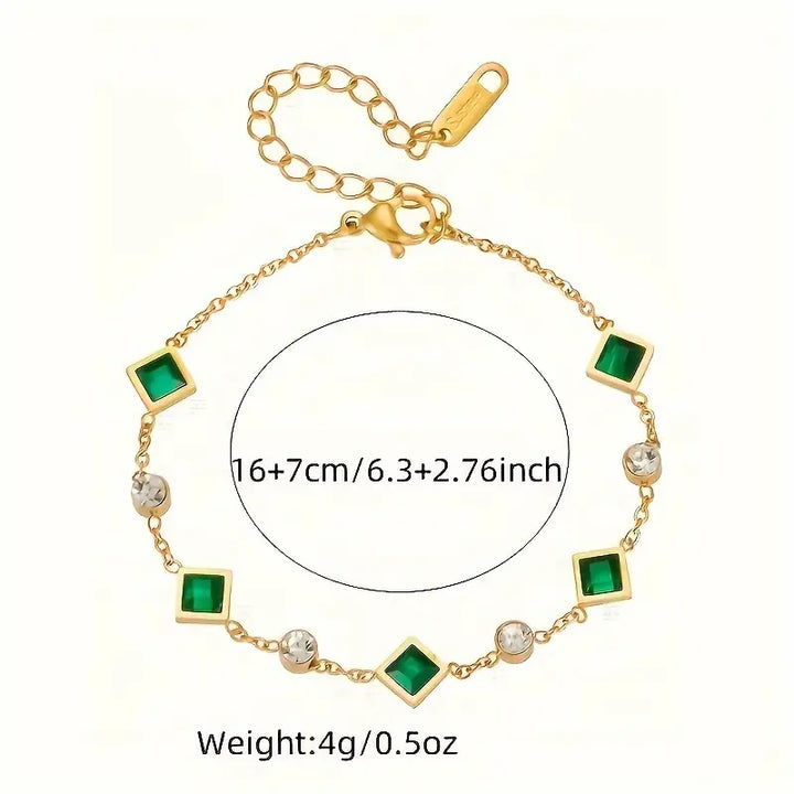 BettyRae - Green Square Zirconia Bracelet