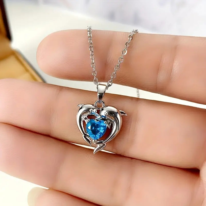 BettyRae - Oceanheart Twins Necklace White Gold