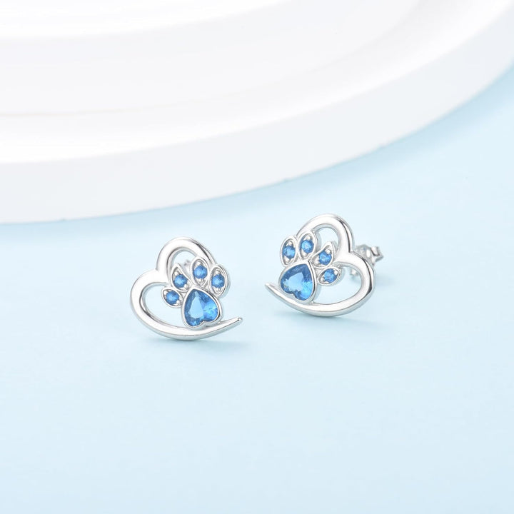 Earrings with Paw Prints & Heart – Pet Lover Jewelry