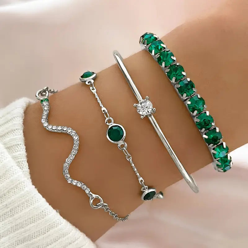 BettyRae - Green Gemstone Bracelet Set