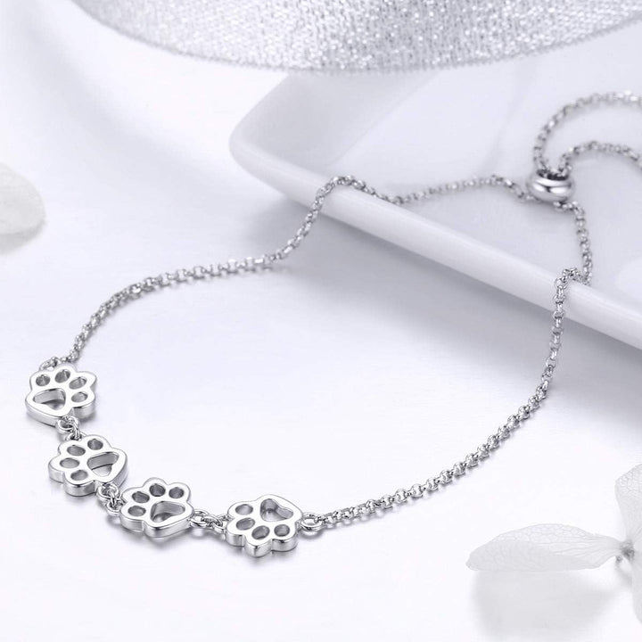 Customizable Sterling Silver Dog Paw Bracelet
