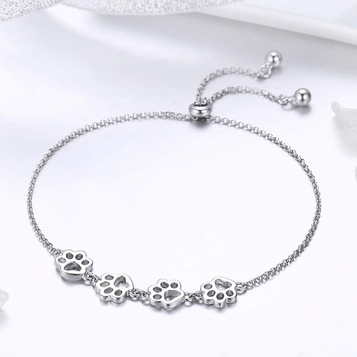 Customizable Sterling Silver Dog Paw Bracelet