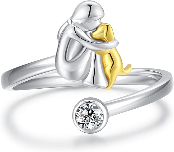 Adjustable Dog Ring Made of 925 Silver – Handmade Ring for Women