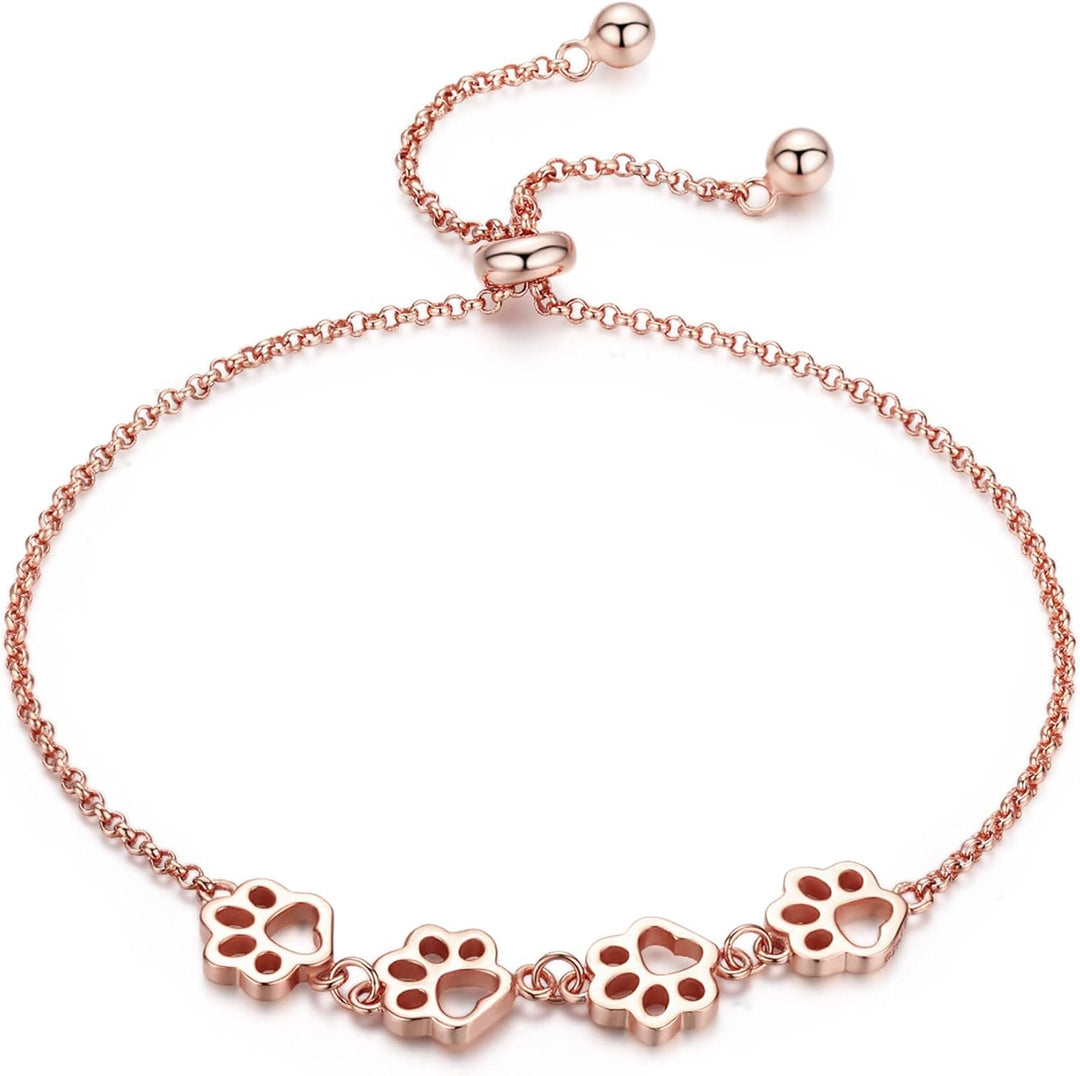 Customizable Sterling Silver Dog Paw Bracelet