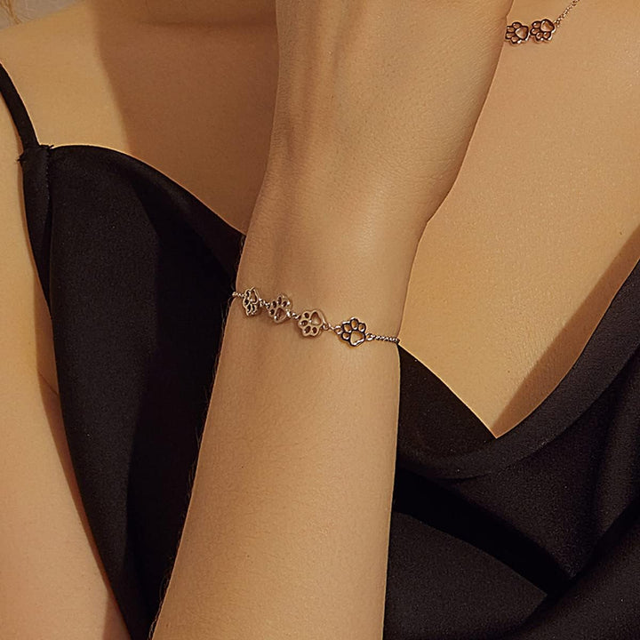 Customizable Sterling Silver Dog Paw Bracelet