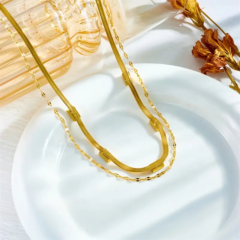 BettyRae - Gem Double-Layer Retro Gold Necklace