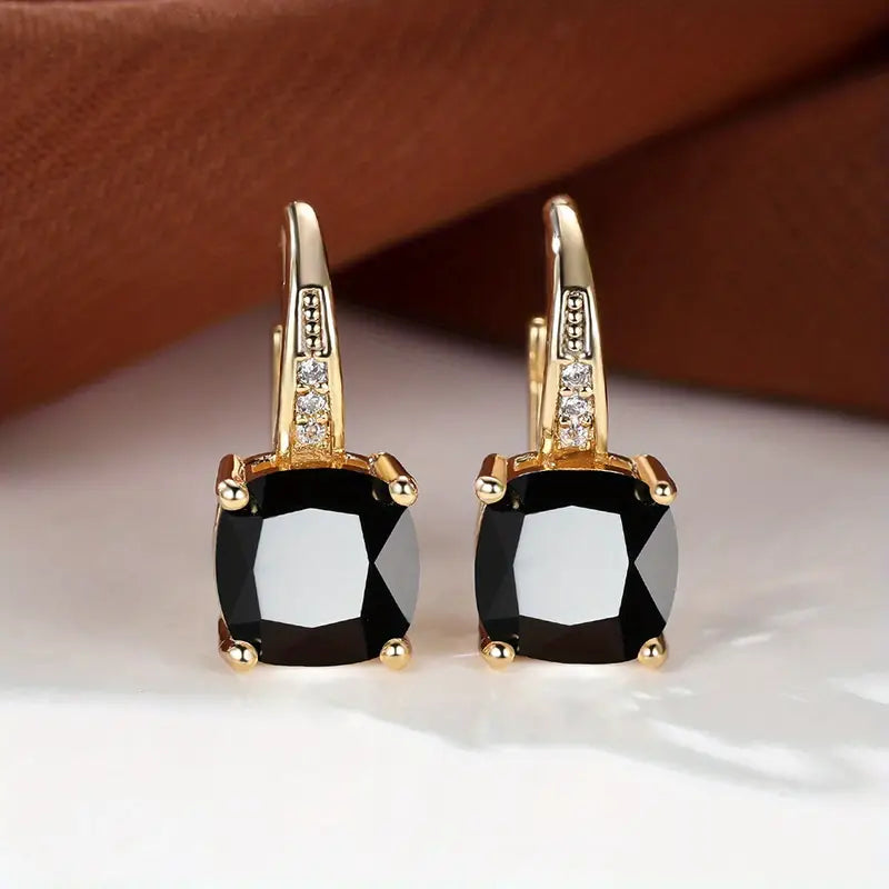 BettyRae - Mystic Sapphire Stone Hoop Gold Earrings