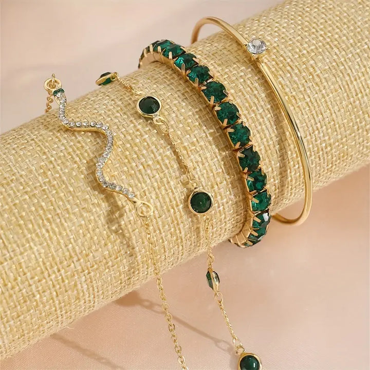 BettyRae - Green Gemstone Bracelet Set
