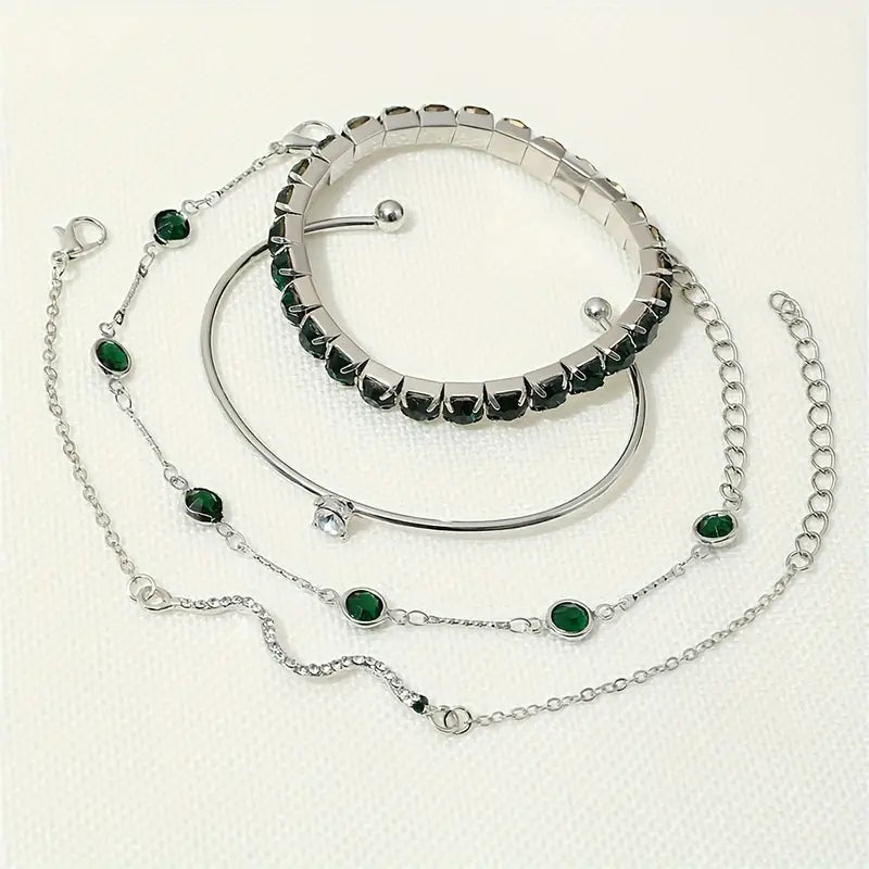 BettyRae - Green Gemstone Bracelet Set