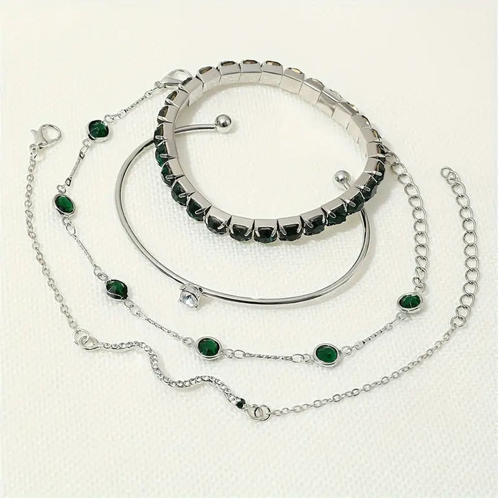 BettyRae - Green Gemstone Bracelet Set