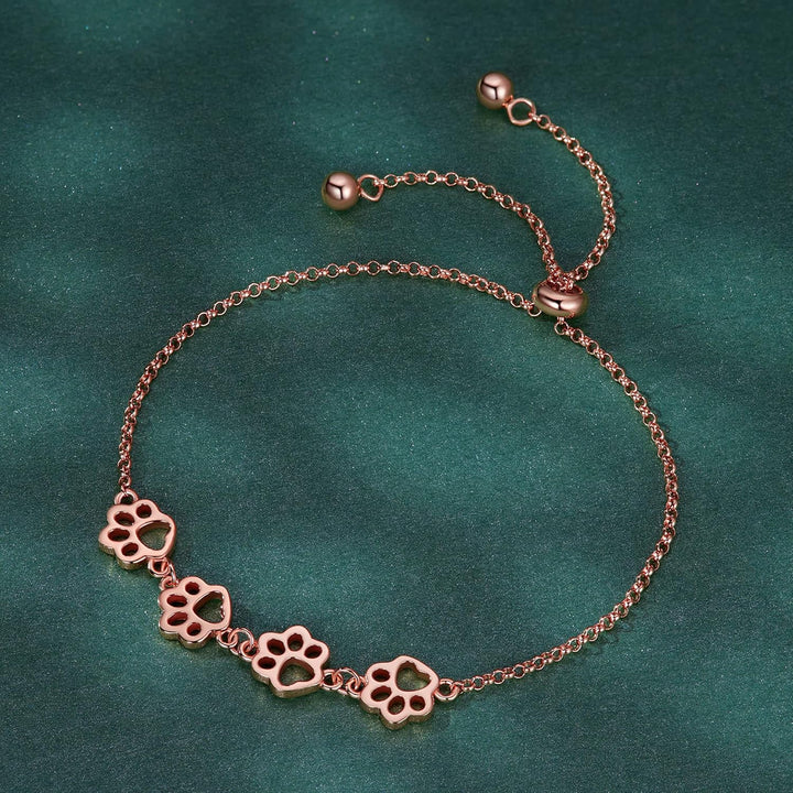 Customizable Sterling Silver Dog Paw Bracelet