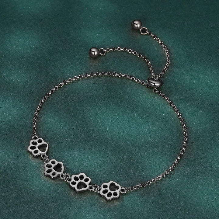 Customizable Sterling Silver Dog Paw Bracelet