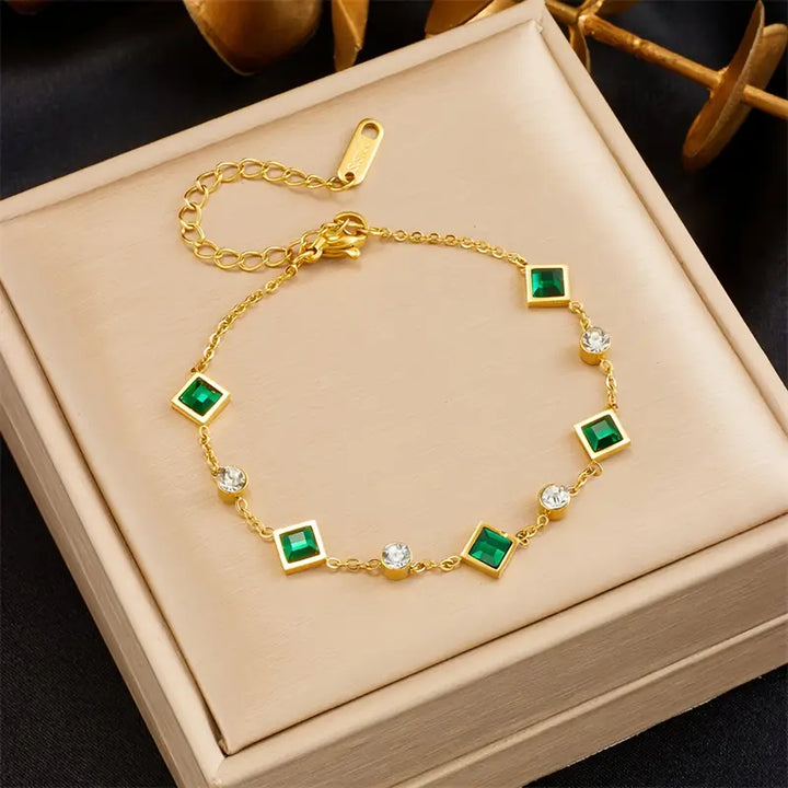 BettyRae - Green Square Zirconia Bracelet