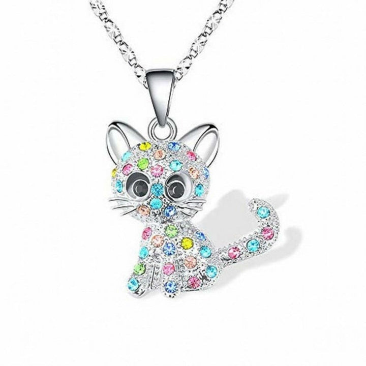 Necklace with Baby Cats & Colorful Zirconia – made of 925 Silver