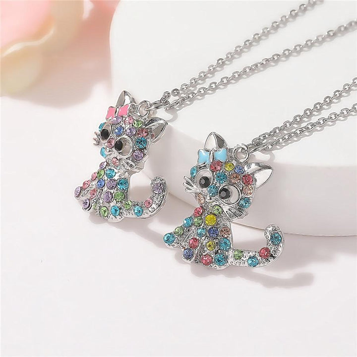 Necklace with Baby Cats & Colorful Zirconia – made of 925 Silver