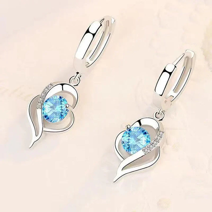 BettyRae - Eclipse Heart Drop Earrings White Gold