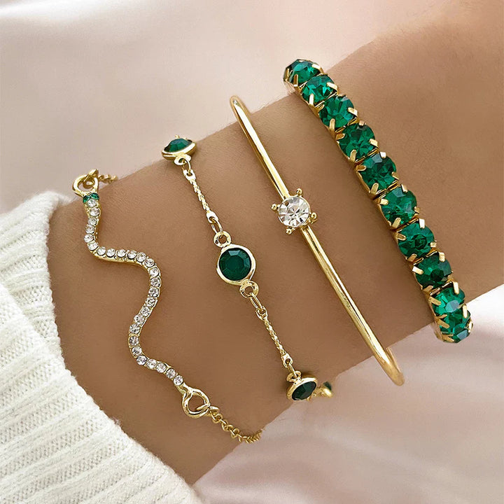 BettyRae - Green Gemstone Bracelet Set
