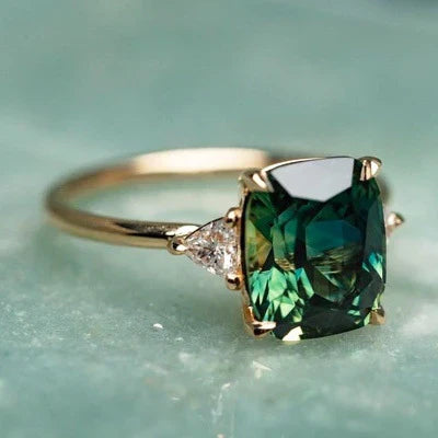 BettyRae - Vintage-Inspired Green Gemstone Gold Ring