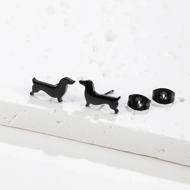 Dachshund Stud Earrings – Minimalist Dog Earrings Made of Metal
