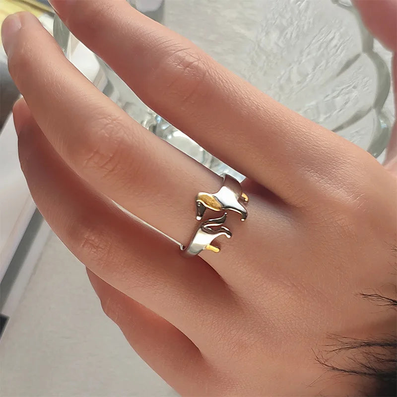 Adjustable Dachshund Ring – Handmade Animal Jewelry Ring for Women