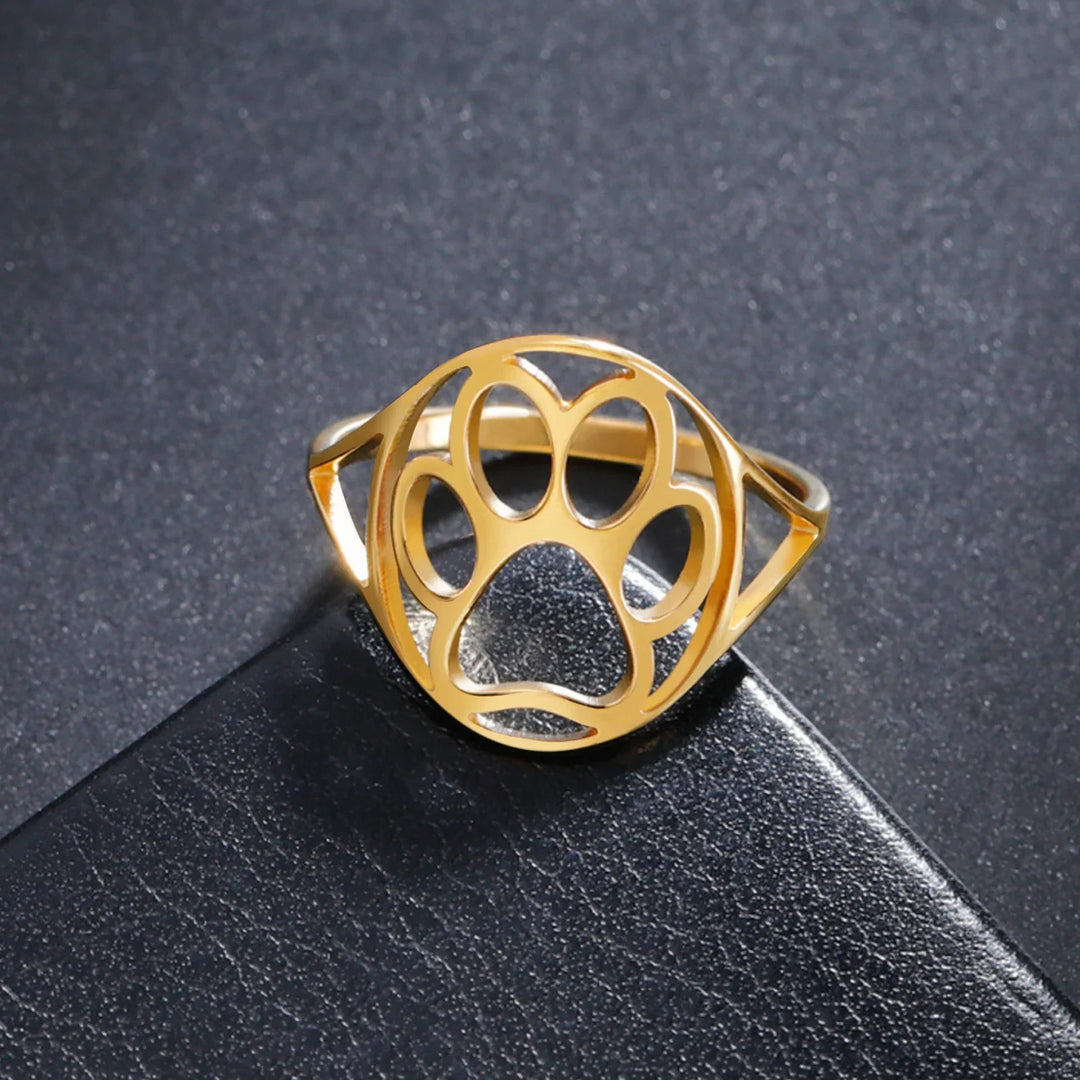 Delicate Paw Ring – Open Stainless Steel Ring with Animal Motif