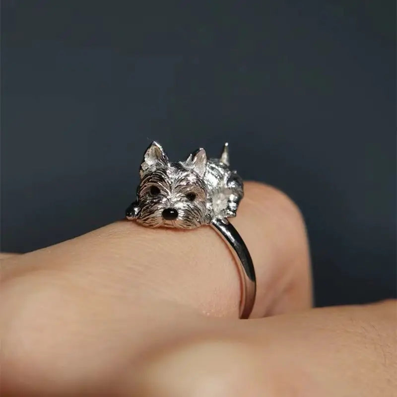 Open Dog Ring in Retro Style – Adjustable Animal Motif Ring for Women ...