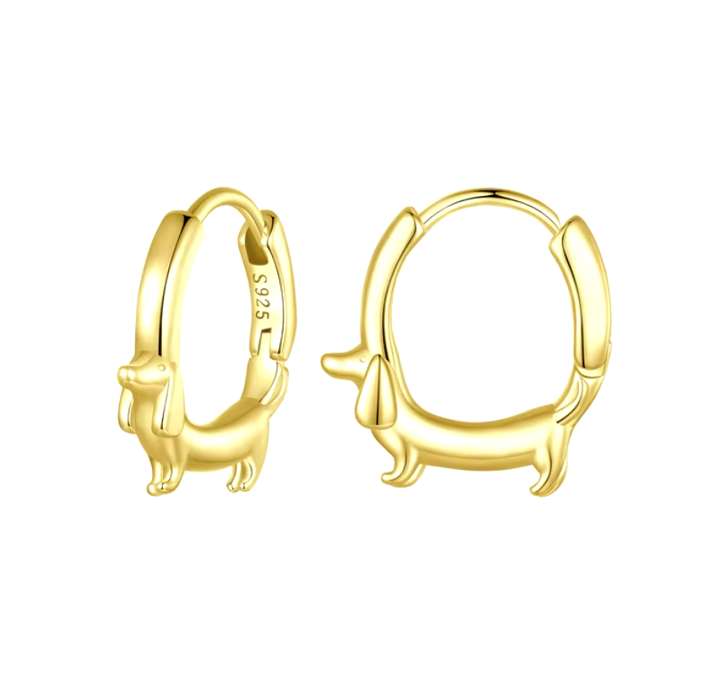 Dachshund Hoop Earrings in 925 Silver