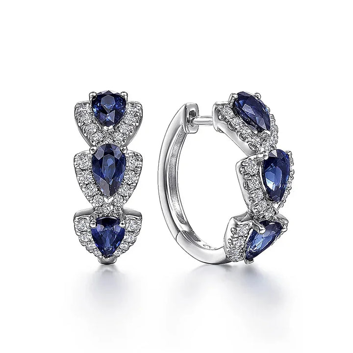 BettyRae - Royal Sapphire Crest Earrings White Gold