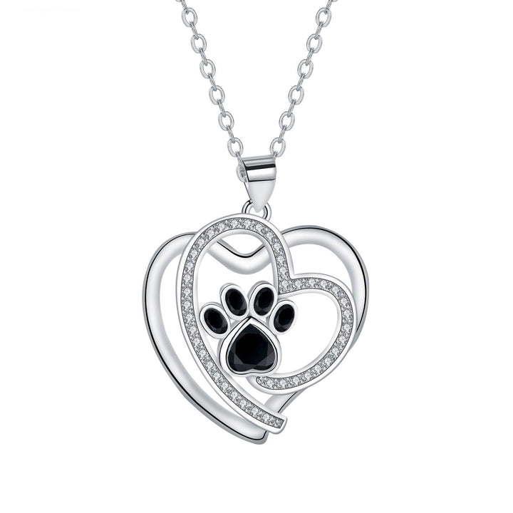Loving Paw Necklace in Silver with Zirconia