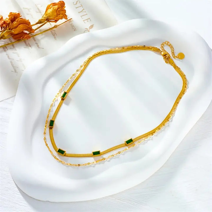 BettyRae - Gem Double-Layer Retro Gold Necklace
