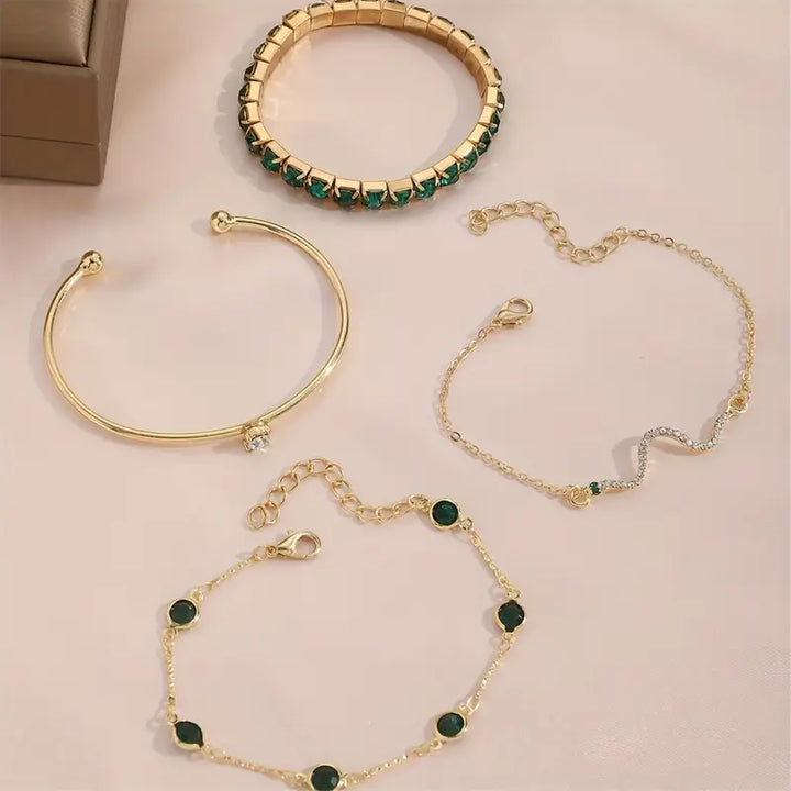 BettyRae - Green Gemstone Bracelet Set