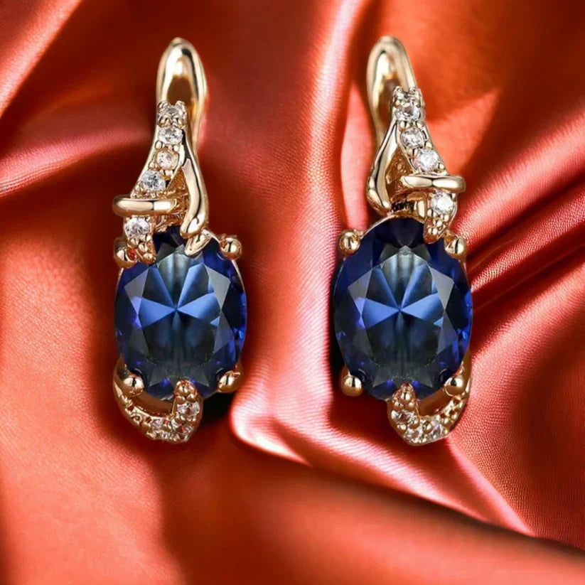 BettyRae - Royal Midnight Gold Drop Earrings