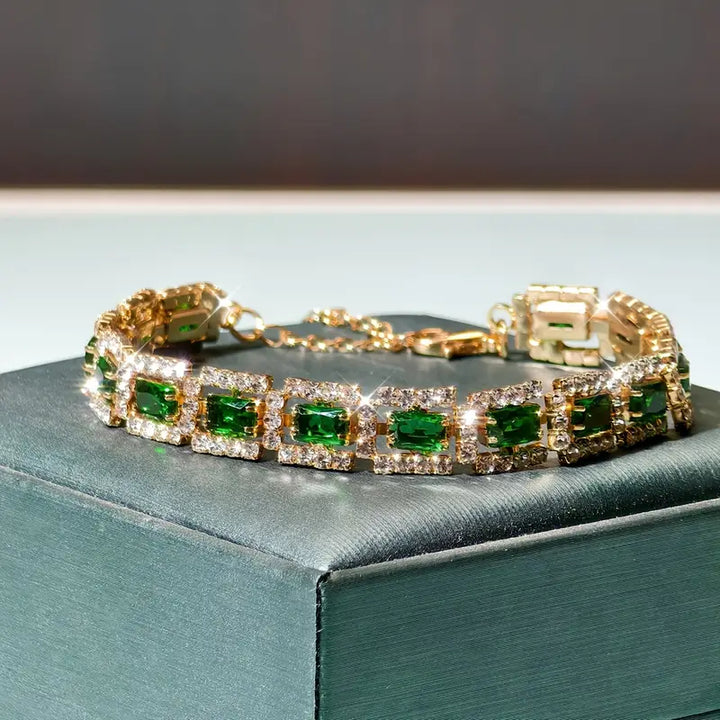 BettyRae - Emerald Green Statement Gold Bracelet