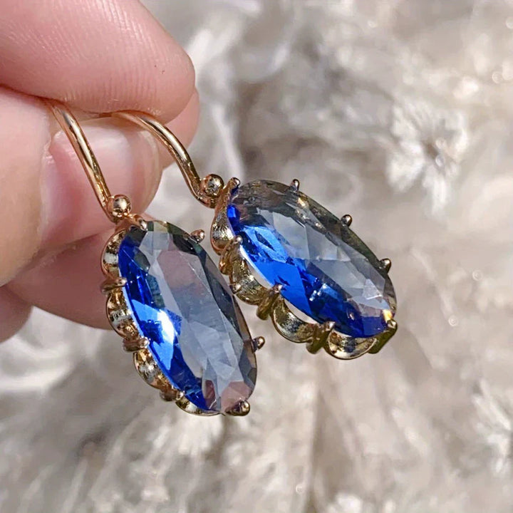 BettyRae - Golden Blue Bloom Gold Earrings
