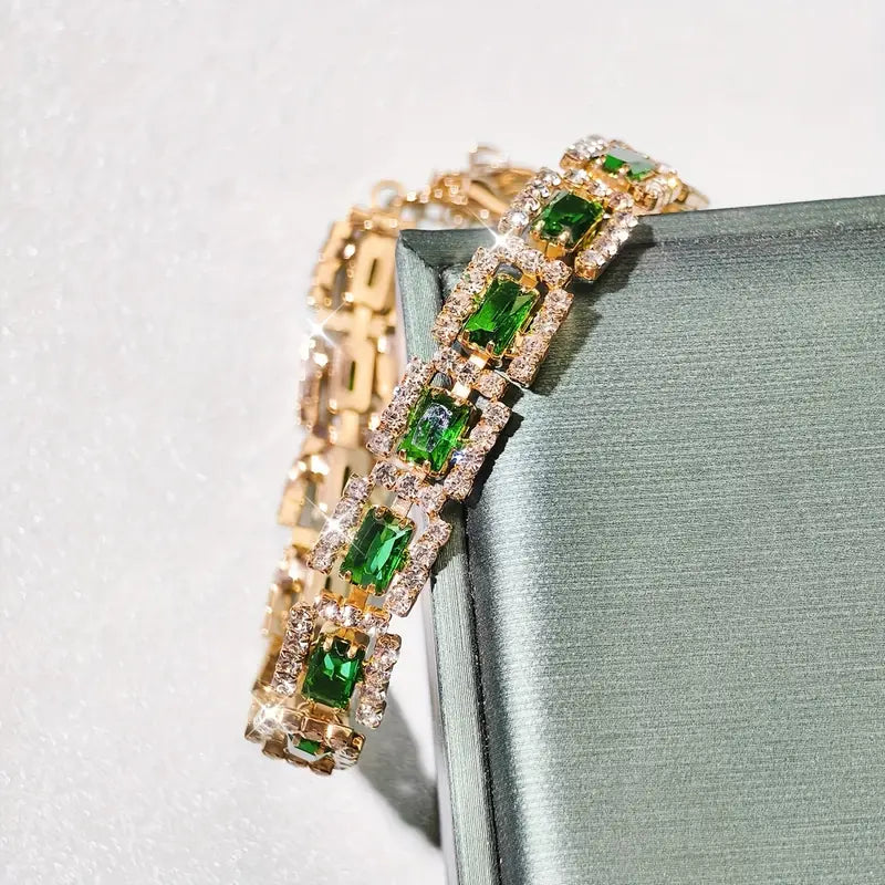 BettyRae - Emerald Green Statement Gold Bracelet