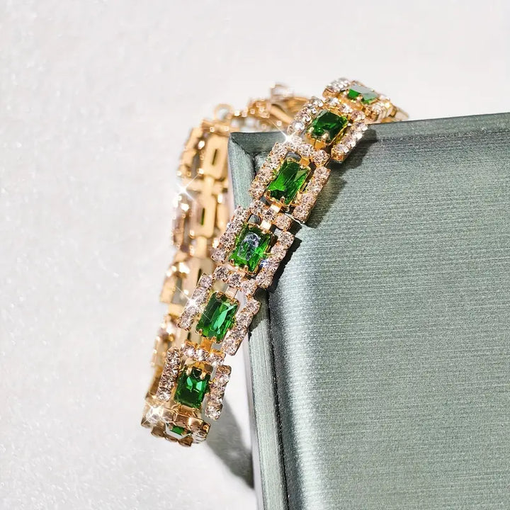 BettyRae - Emerald Green Statement Gold Bracelet