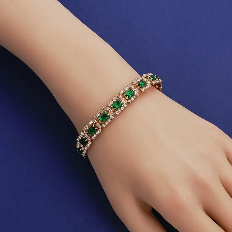BettyRae - Emerald Green Statement Gold Bracelet