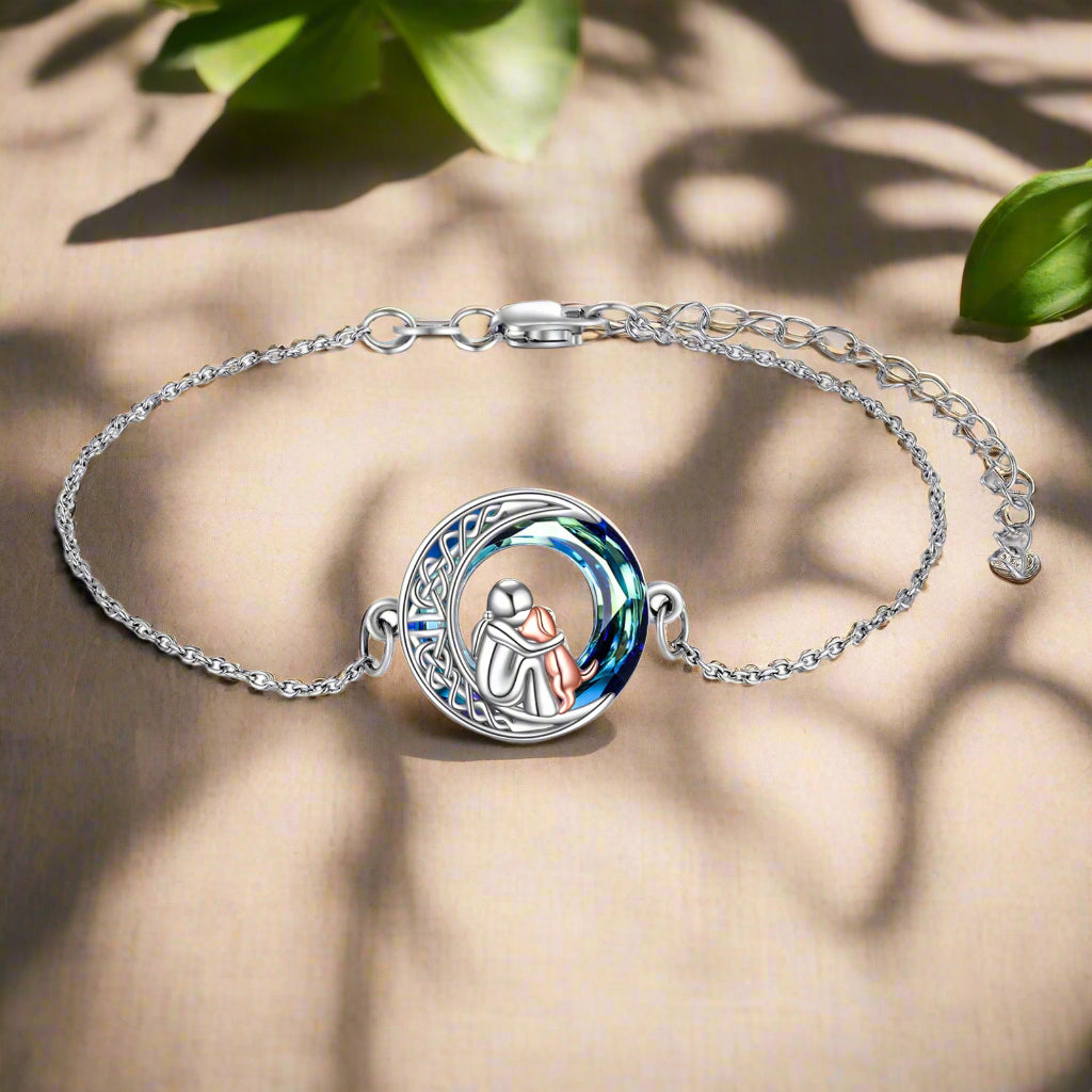 Adjustable 925 Sterling Silver Bracelet Featuring a Lucky Dog Motif