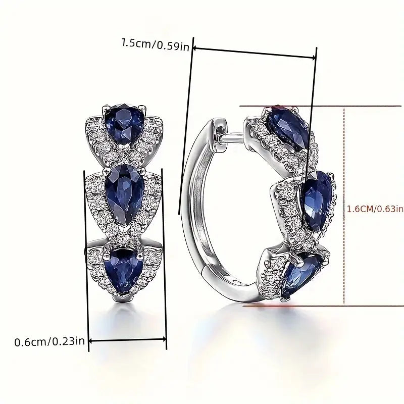 BettyRae - Royal Sapphire Crest Earrings White Gold