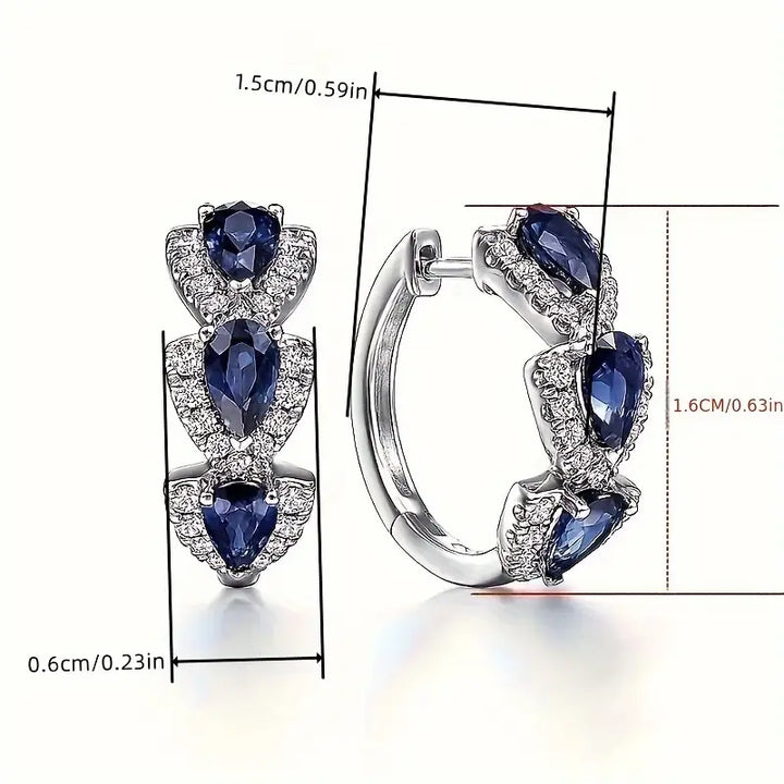 BettyRae - Royal Sapphire Crest Earrings White Gold